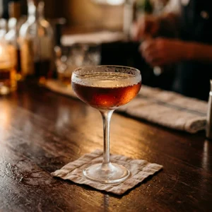 San Martin görs med gin, torr vemrouth, söt vermouth, anisette & aromatiska bitter