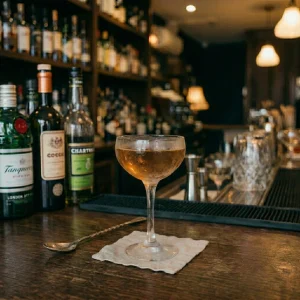 Sand Martin med gin, sät vermouth & grön chartreuse