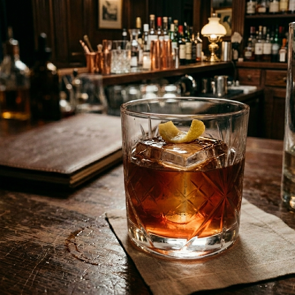 Country Life No. 2 med bourbon, over proof rom, jamaicarom, söt vermouth & angostura bitter