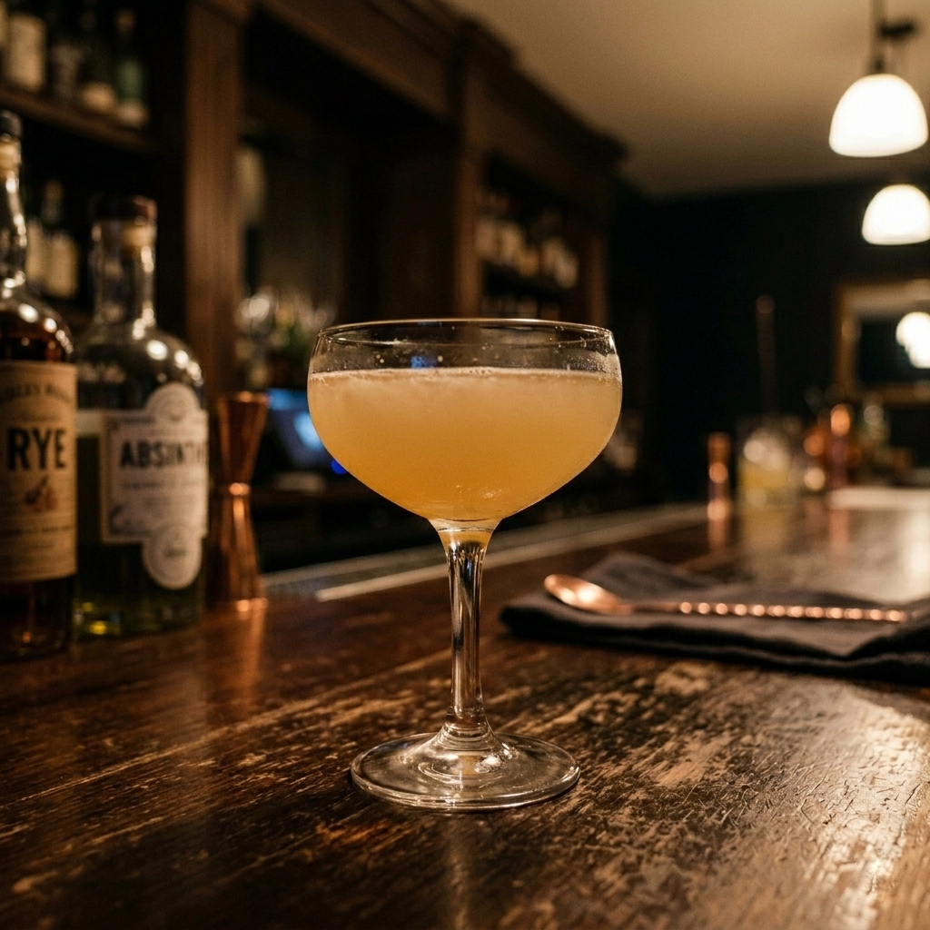 Mad Hatter med rye whisky, citronjiuce, limejuice, sockerlag & absinthe