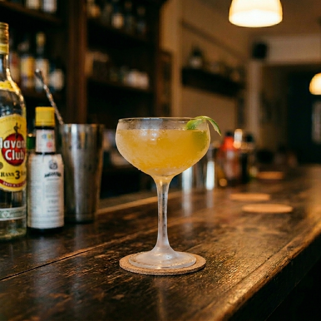 Passion Fruit Daiquiri med ljus rom, limejuice, sockerlag & passionsfrukt
