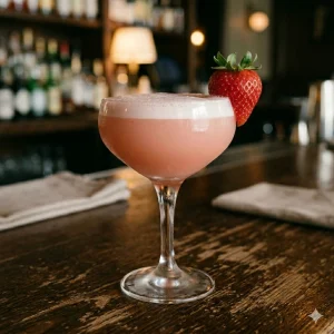 Strawberry Fields med jordgubbar, vodka, citronjuice, honung & äggvita