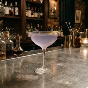 Arsenic and Old Lace med gin, torr vermouth, creme de violette, orange bitters & absinthe