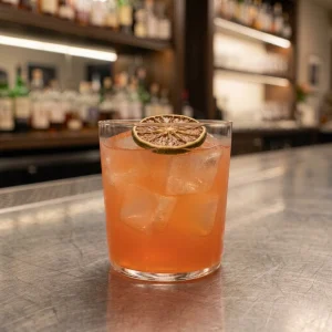 Crimson Cactus med mezcal, aperol, ananasjuice, limejuice & sockerlag