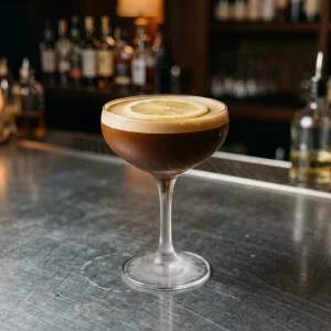 Espresso Martini Sour med vodka, kaffelikör, espresso, citron & sockerlag