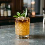 Hawaiian Mai Tai med ljus rom, mörk rom, orgeat, orange curacao, limejuice, ananasjuice & apelsinjuice