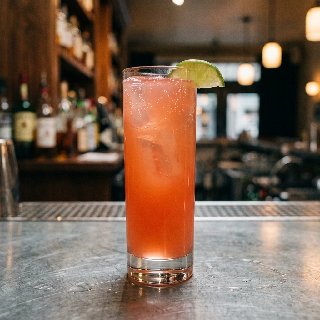 Pinche Cocktail med tequila blanco, aperol, limejuice, grapefruktjuice, sockerlag, soda & champagne