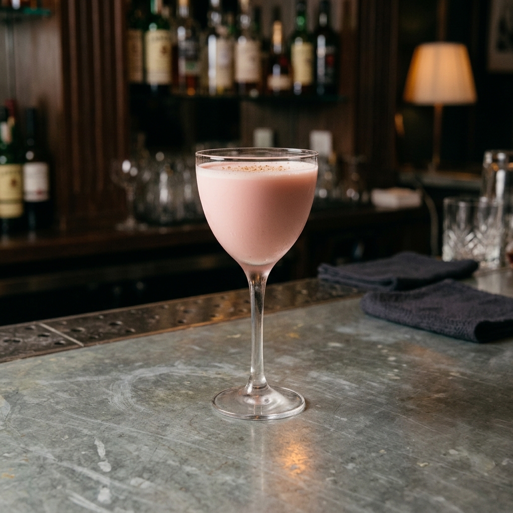 Pink Squirrel med creme de noyaux, vit creme de cacao & grädde