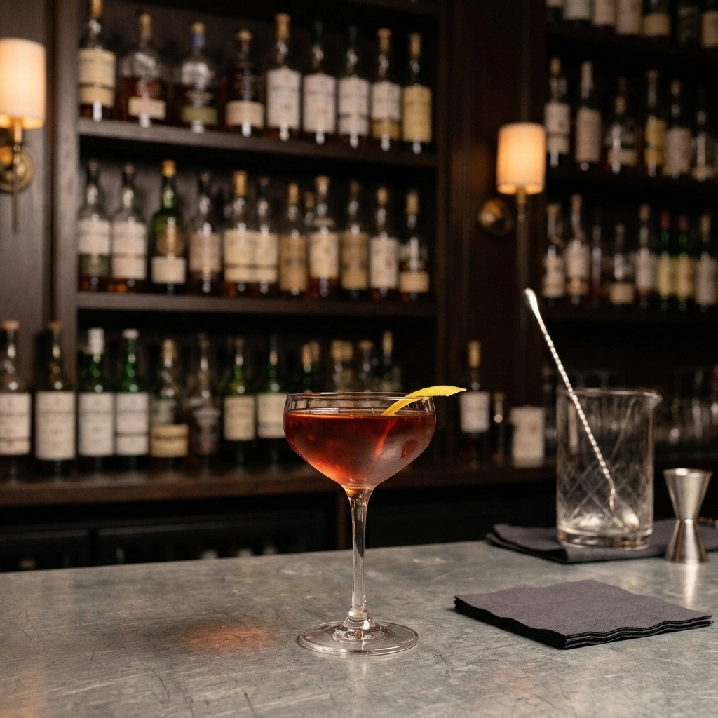 Blackthorn med irländsk whiskey, söt vermouth, absinthe & angostura bitters