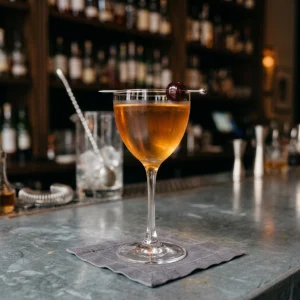 Brooklyn Cocktail med bourbon. torr vermouth, marashinolikör & amer picon