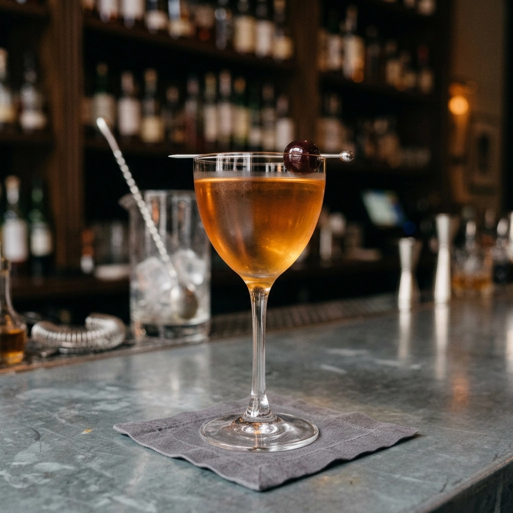 Brooklyn Cocktail med bourbon. torr vermouth, marashinolikör & amer picon