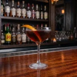 Eeyore’s Requiem med campari, gin, blanc vermouth, cynar, fernet-brana & orange bitters