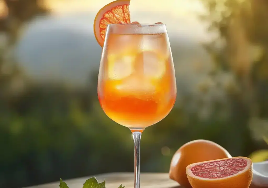 Grapefruit Spritz med aperol, grapefrukt, soda, prosecco