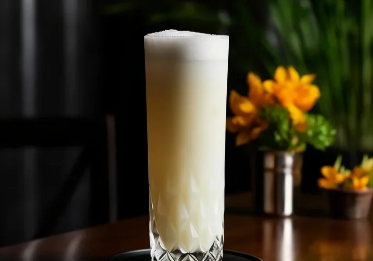 Ramos Gin Fizz, Gin citronjuice, limejuice, apelsinblomvatten, grädde, sodavatten