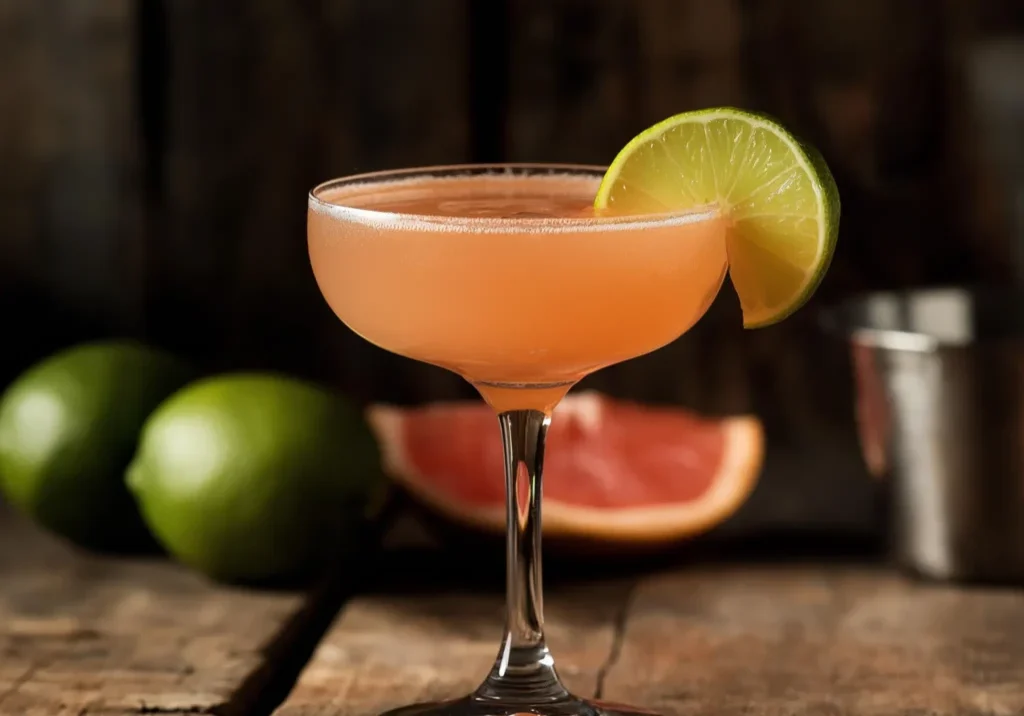 Siesta med tequila, limejuice, grapedruktjuice, sockerlag, campari